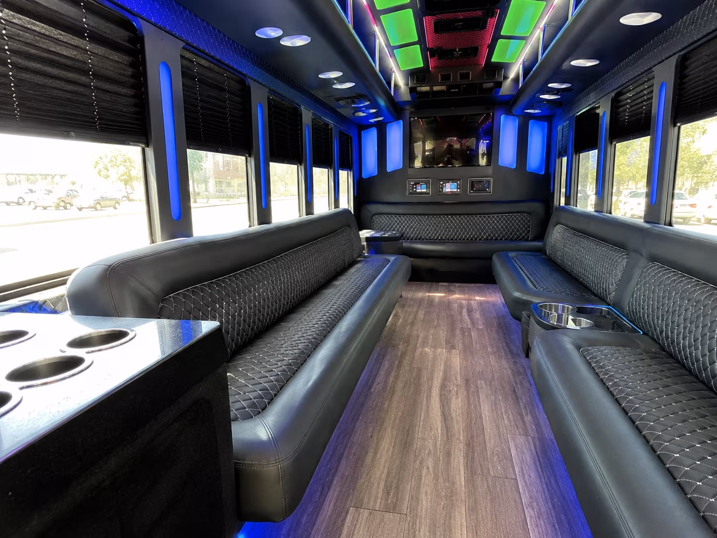 mountain view 15 passenger party bus inside