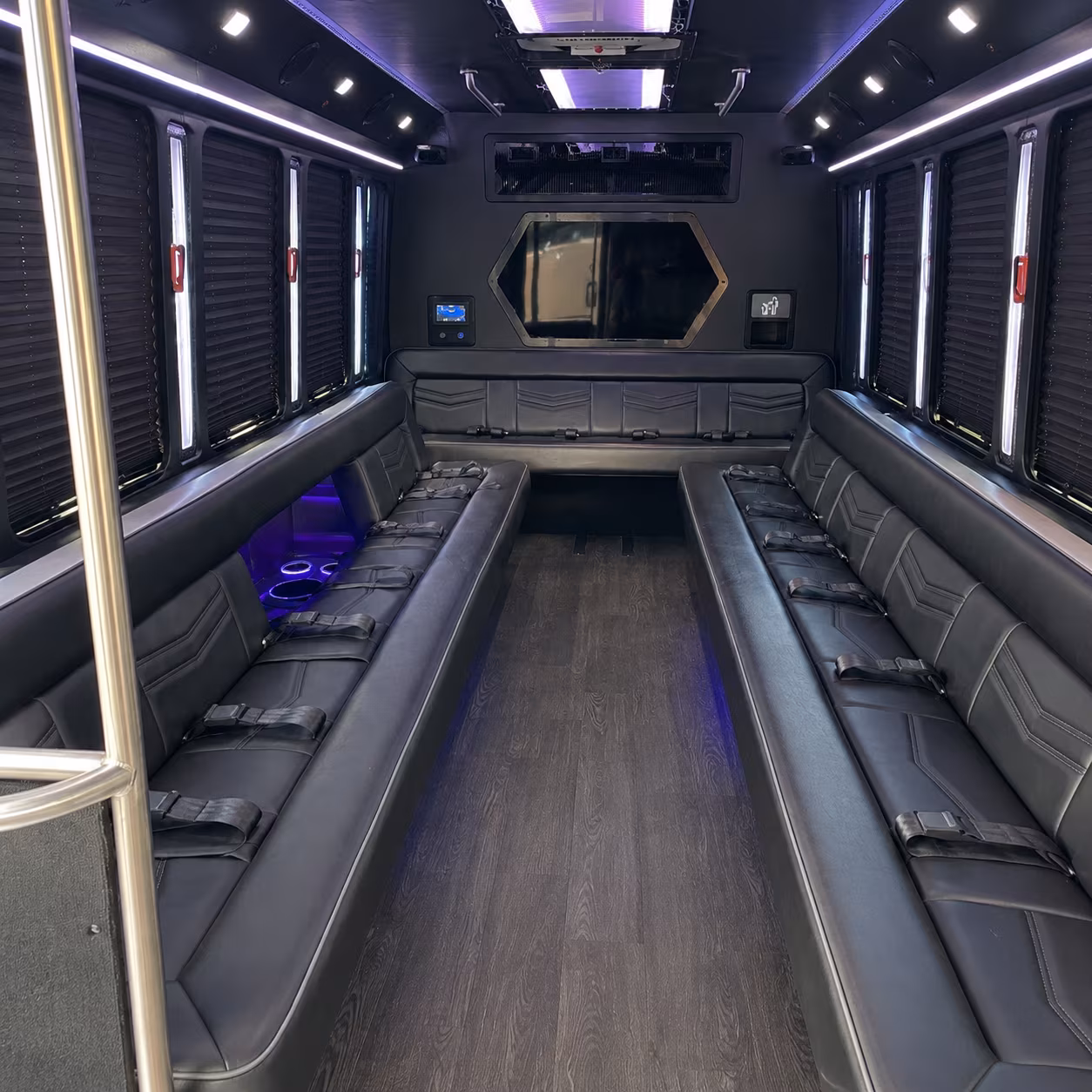 mountain view 18 passenger party bus interior