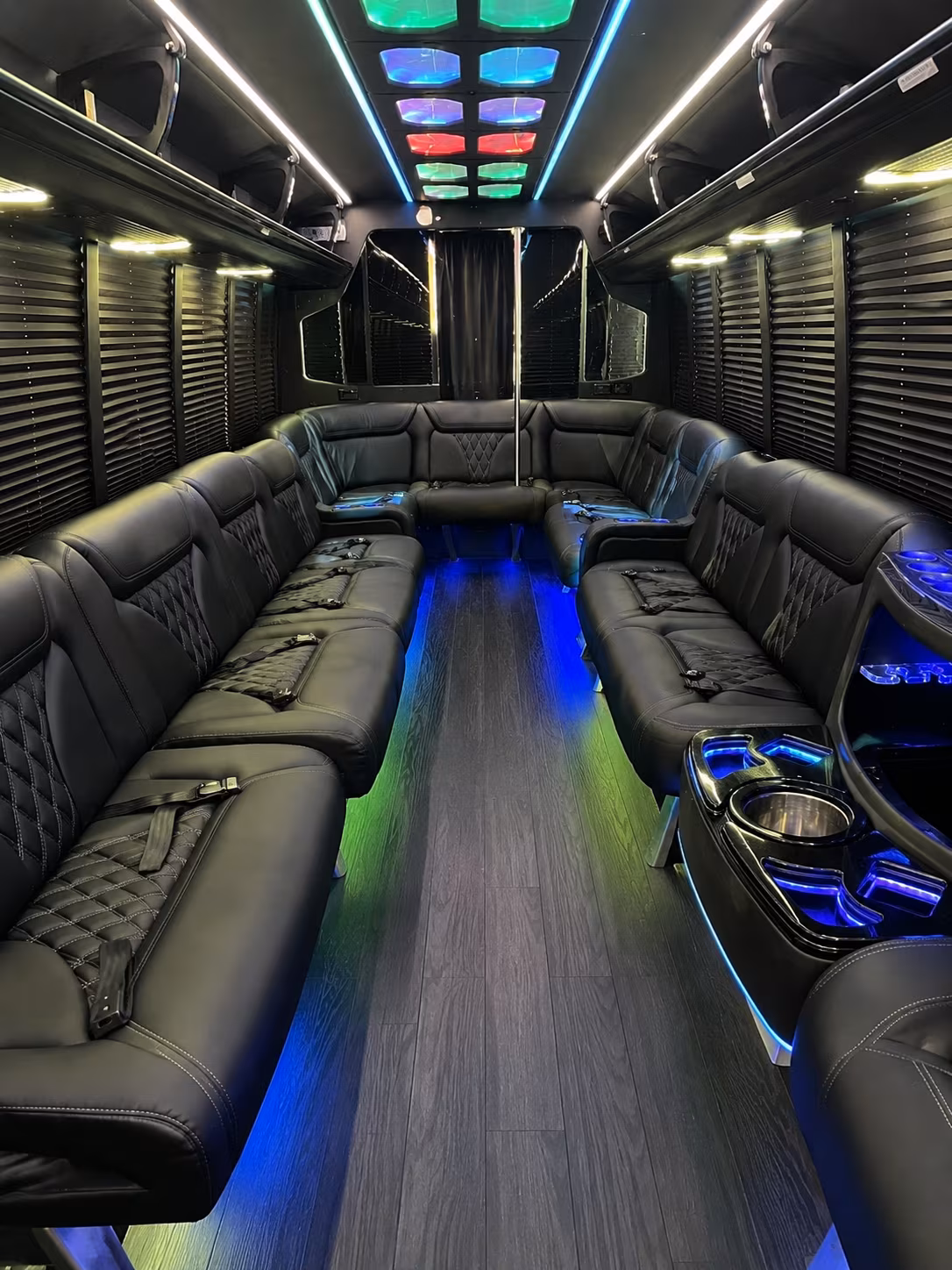 mountain view 20 passenger party bus interior