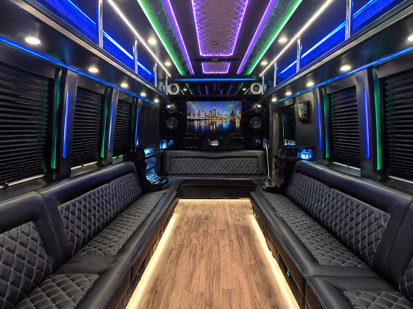 mountain view 25 passenger party bus interior
