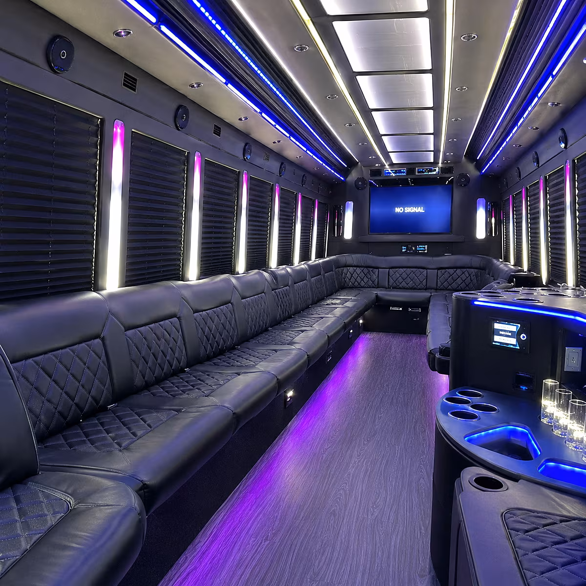 mountain view 30 passenger party bus inside