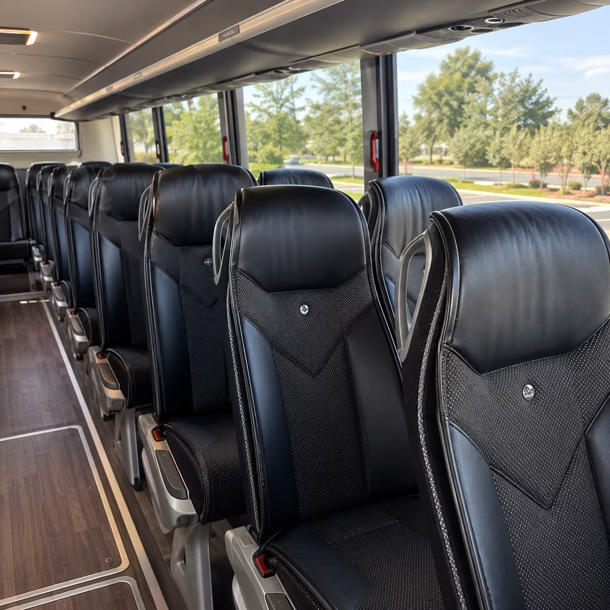 mountain view 45 passenger charter bus interior