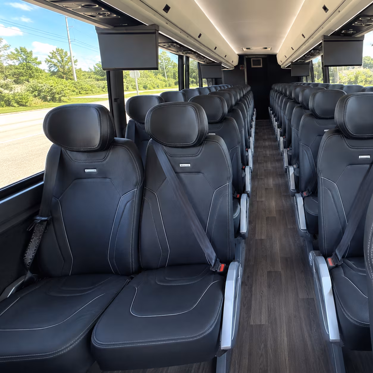 mountain view 47 passenger charter bus inside