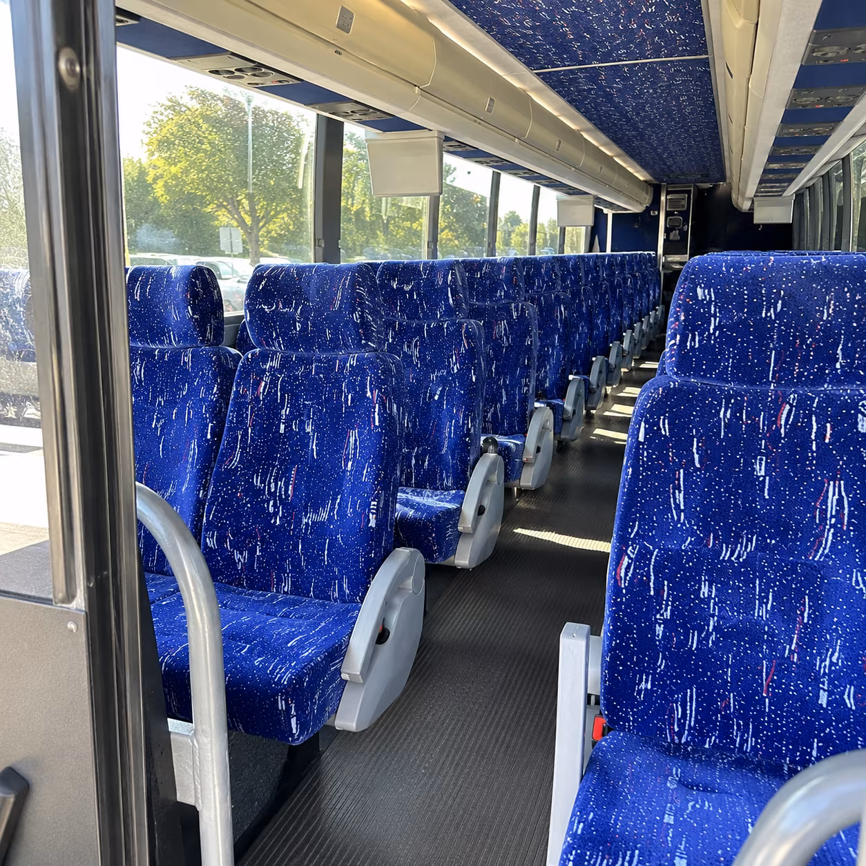 mountain view 50 passenger charter bus inside