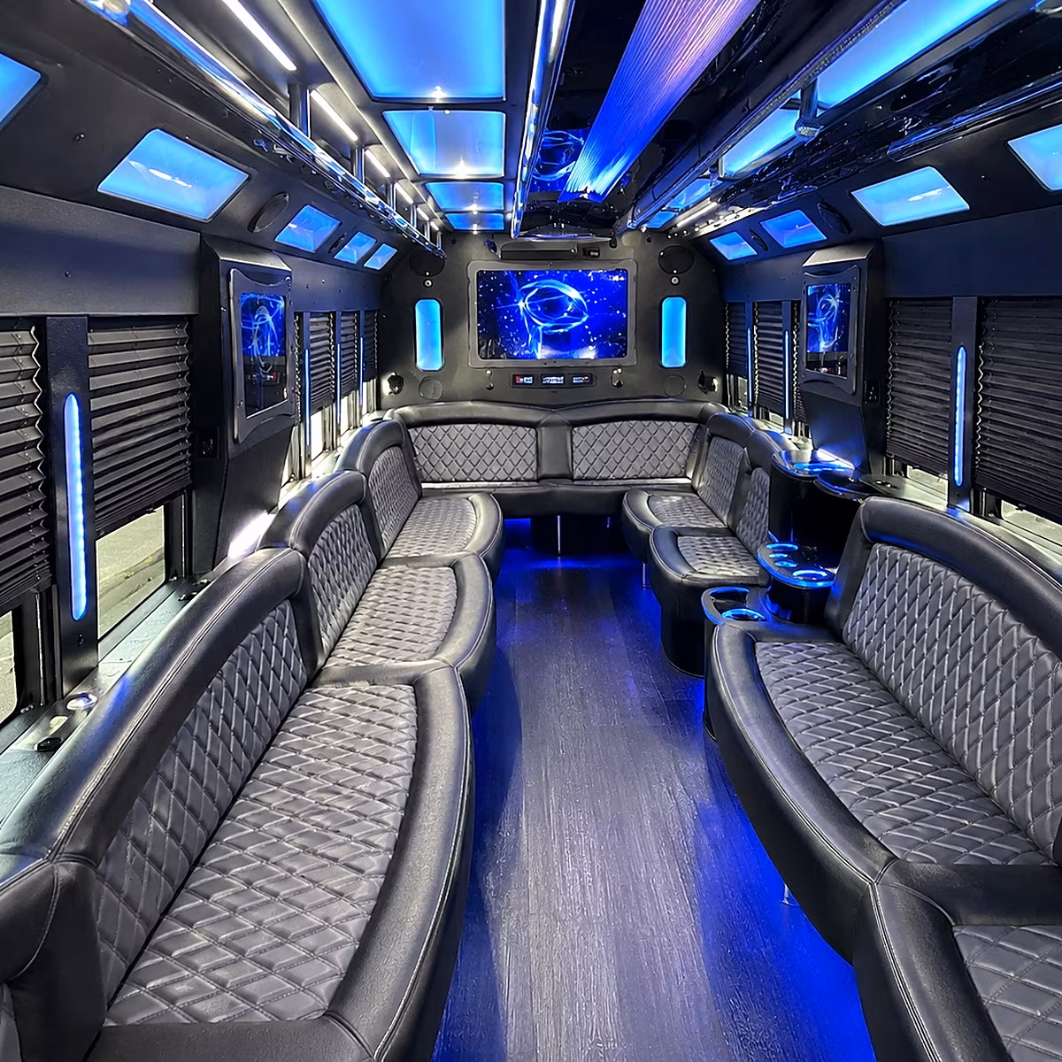 mountain view 50 passenger party bus interior